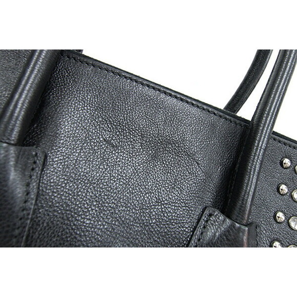 Prada Handbag Black Leather Beads Studded Crossbody Shoulder - Picture 7 of 10